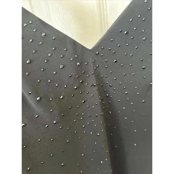 Vintage 90s Jones New York Rhinestone LBD Evening Bias Cut Black Maxi Dress 8 - Picture 9 of 16